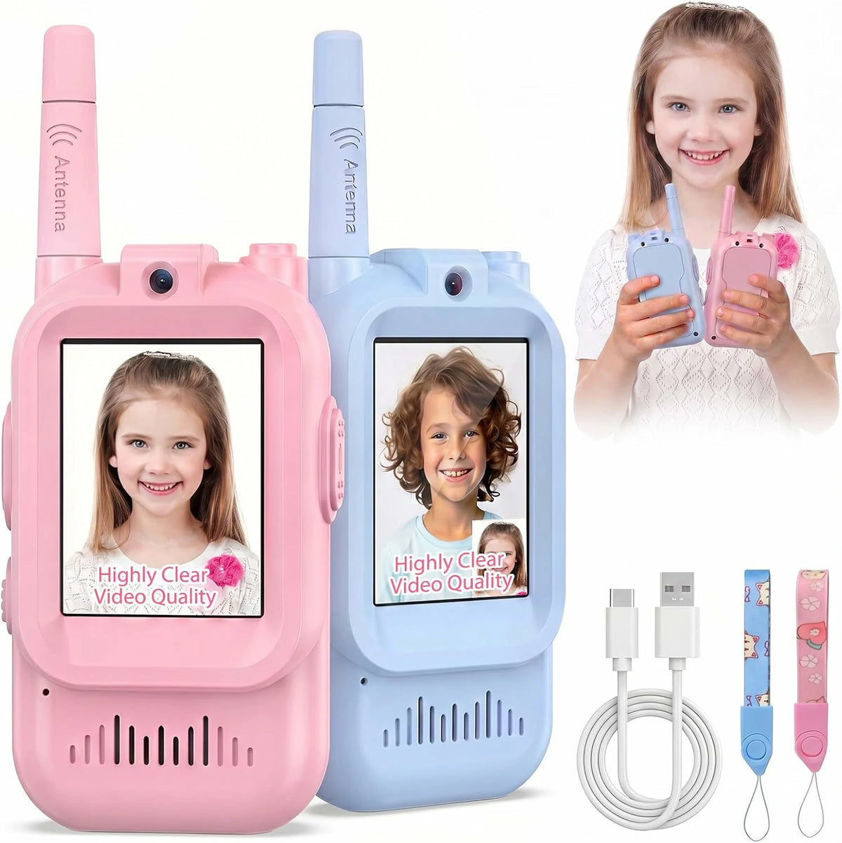 Set X2 Walkie Talkie Videollamada Para Niños Recargable