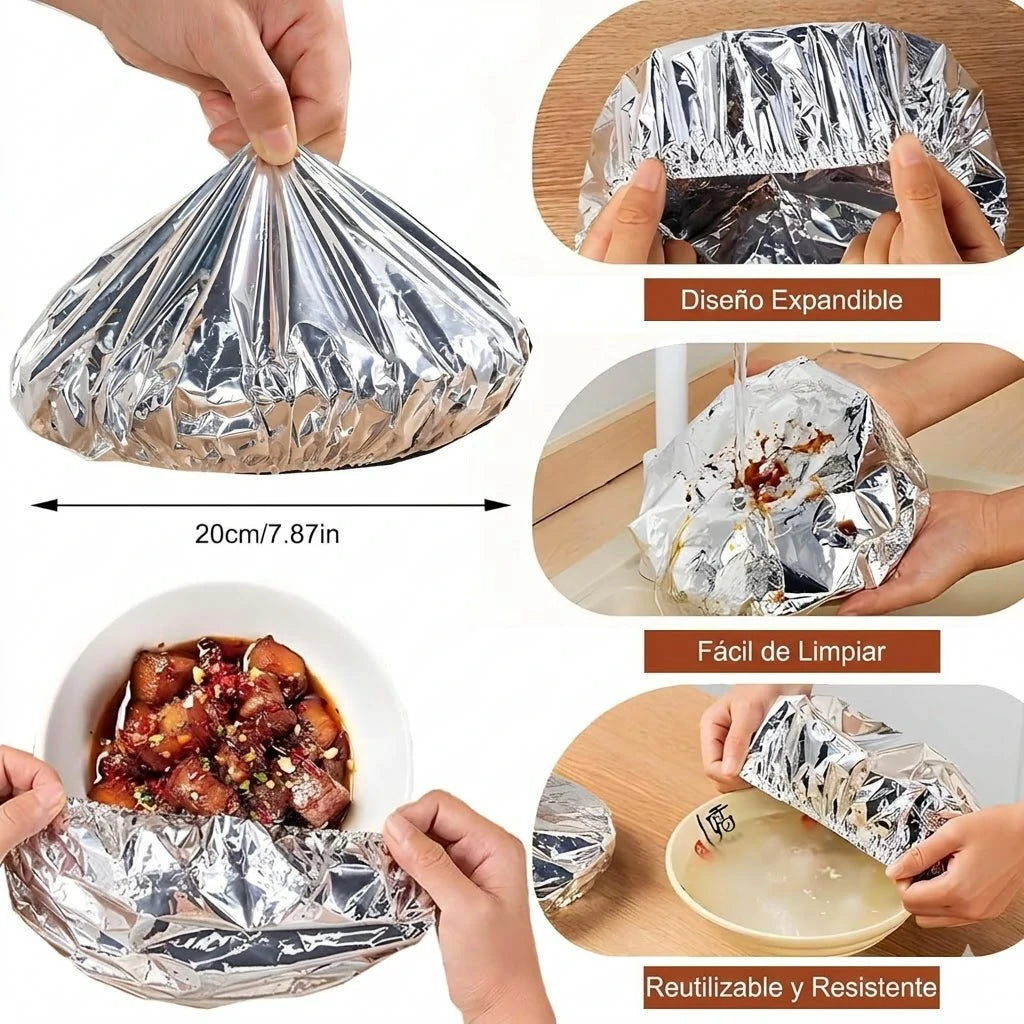 Pack x100 Fundas Aislantes Reutilizables De Alumino Para Contenedor Comida