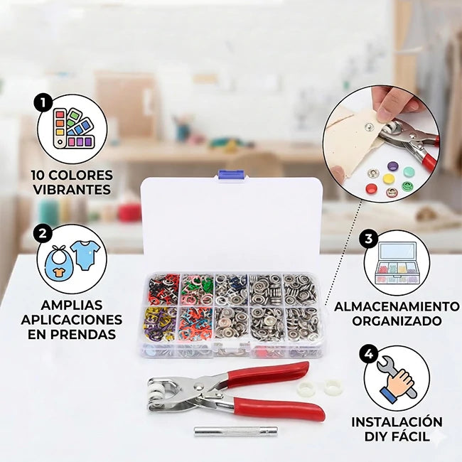 Kit Broches De Cierre A Presión Para Confección En Colores