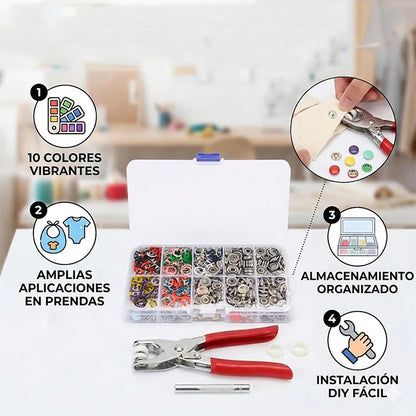Kit Broches De Cierre A Presión Para Confección En Colores