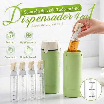Dispensador De Tocador 4 En 1 Portátil Con Contenedores Recargables