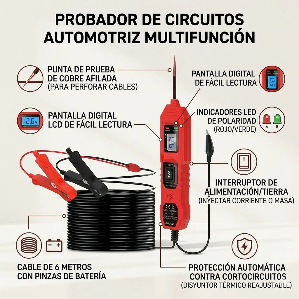Probador Universal De Circuitos Automotriz Multifuncional