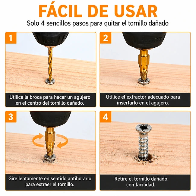 2 Sets x6 Brocas Extractoras Tornillos Dañados
