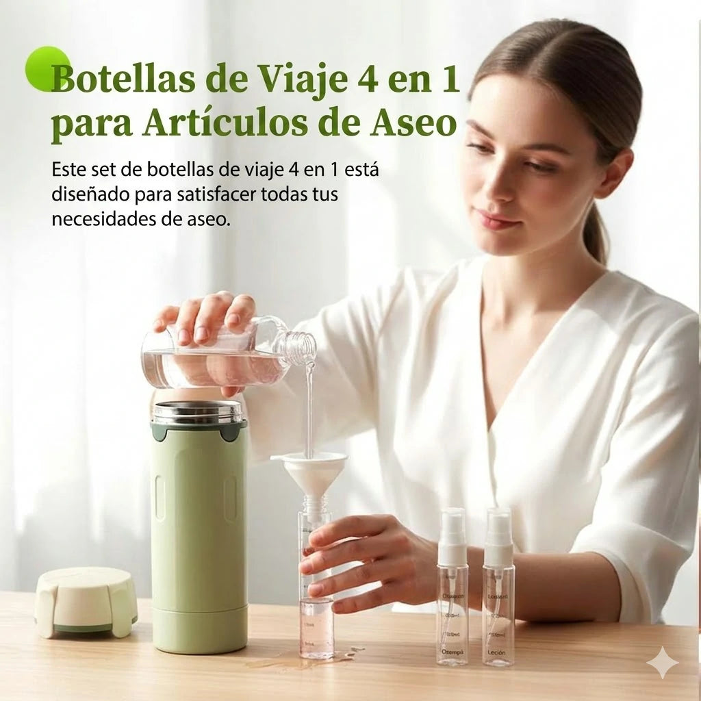Dispensador De Tocador 4 En 1 Portátil Con Contenedores Recargables