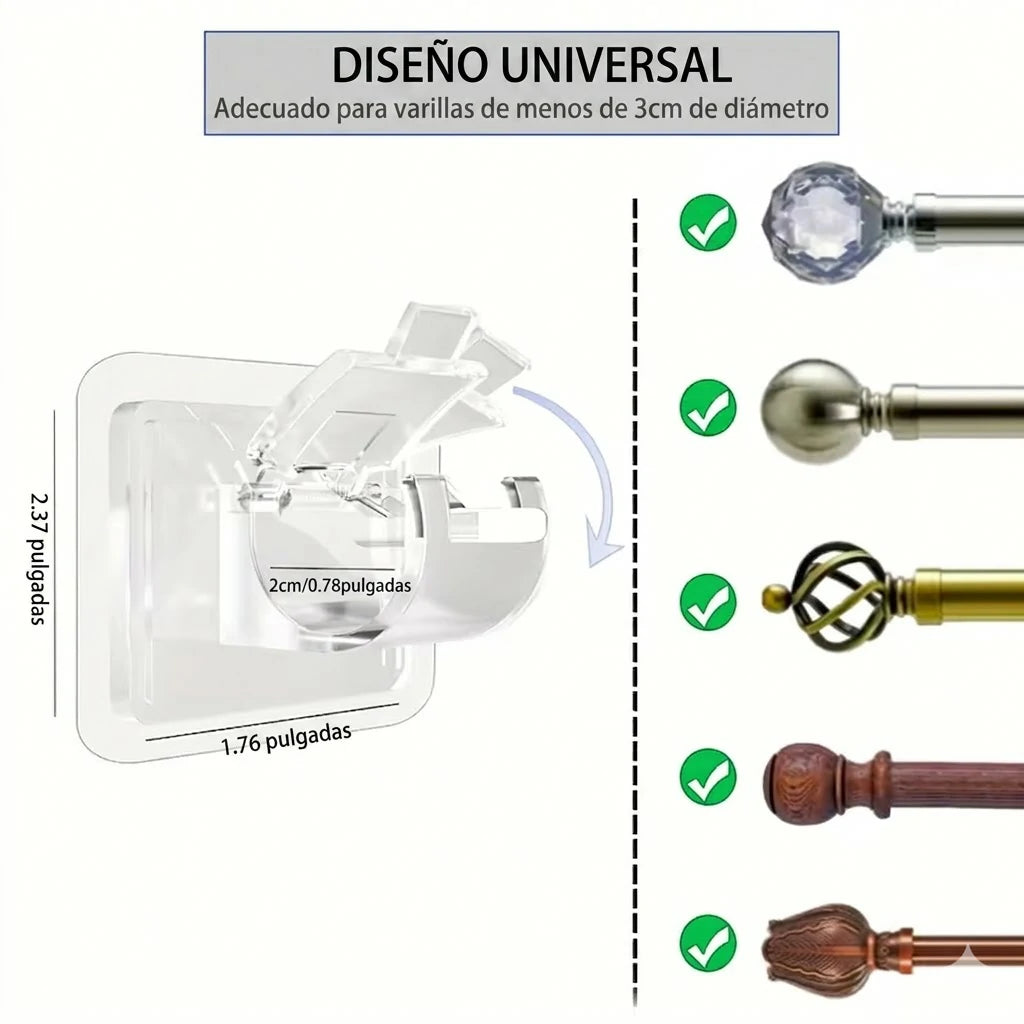 Pack x30 Gancho Adhesivo Pared Con Clip De Soporte Ajustable