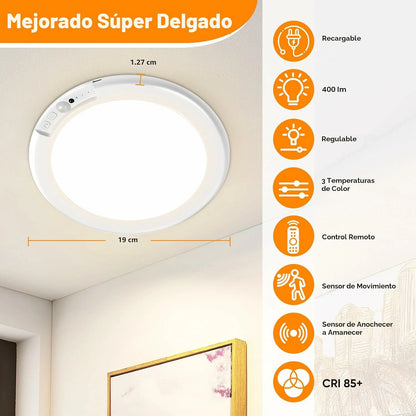Lámpara De Techo Recargable A Control Remoto Fijación Magnética