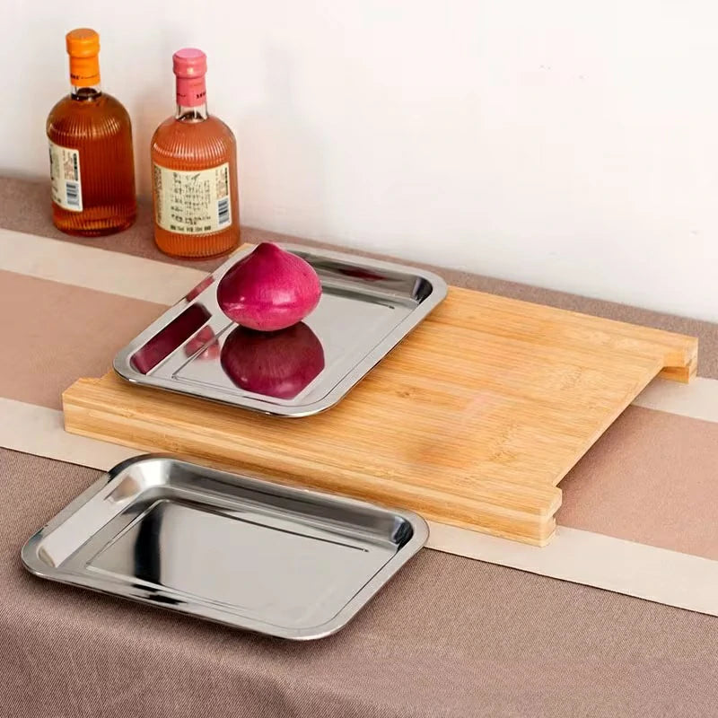 Tabla De Cortar de Bambú Con Cajones Deslizaibles Acero Inoxidable