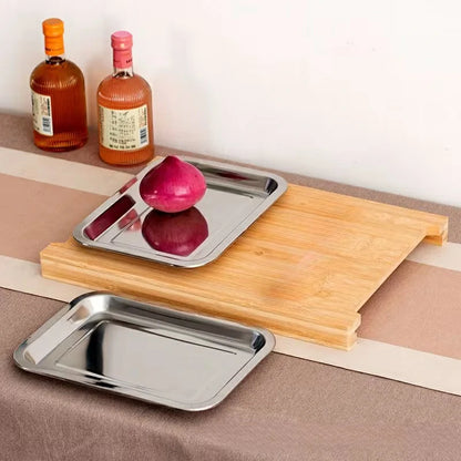 Tabla De Cortar de Bambú Con Cajones Deslizaibles Acero Inoxidable