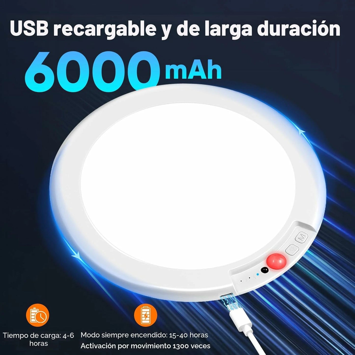 Lámpara De Techo Recargable A Control Remoto Fijación Magnética