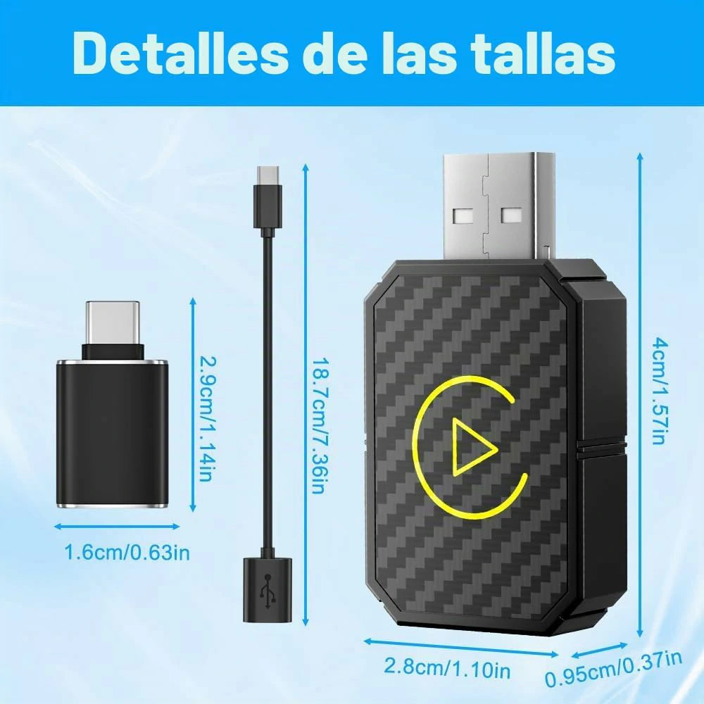 Adaptador 2 en 1 CarPlay / Android Auto Inalámbrico Para Carro