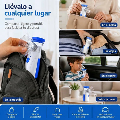 Inhalador de Vapor Ultrasónico Portátil Inalámbrico Niños y Adultos