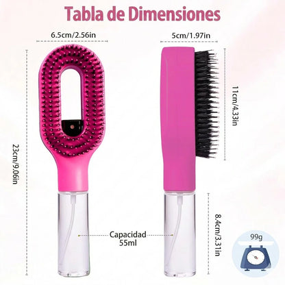 Cepillo Desenredante 2 En 1 Con Spray Integrado