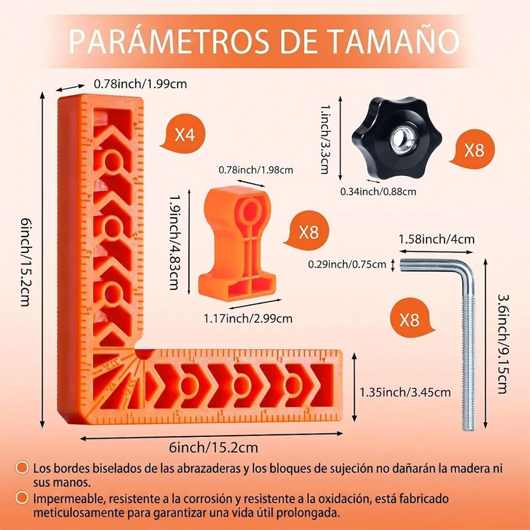 Kit Abrazaderas Ángulo Recto Para Esquina 15 Cm Carpintería