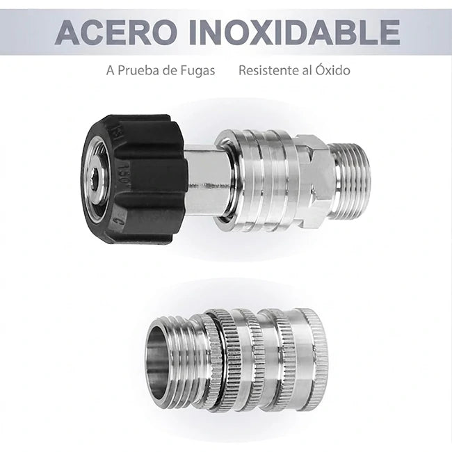Set x8 piezas Adaptador Conector Para Hidro Lavadora A Presión Acero Inoxidable