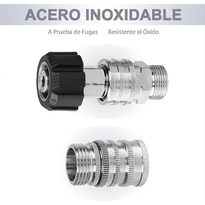 Set x8 piezas Adaptador Conector Para Hidro Lavadora A Presión Acero Inoxidable