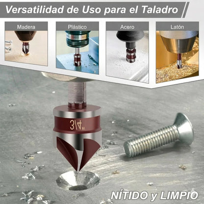 2 Sets x5 Brocas Avellanadoras Madera Plástico Metal Vástago Hexagonal