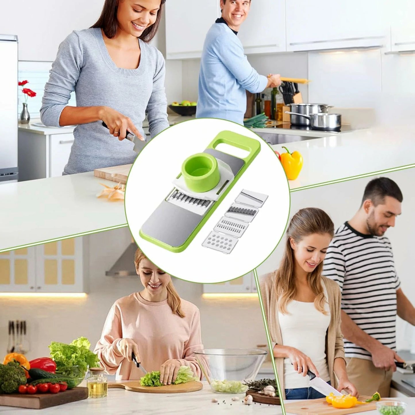 Cortador, Picador Y Rebanador De Alimentos Acero Inoxidable 5 en 1