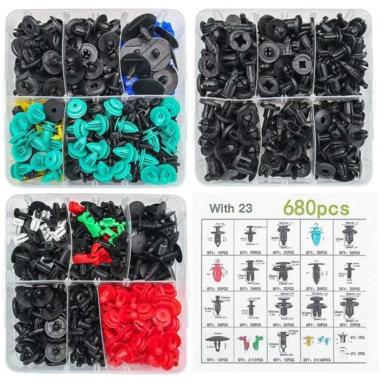 Kit Automotriz 680 Piezas De Retención Clips + Extractores