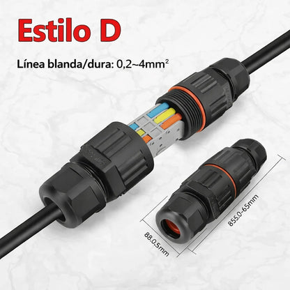 Conector Eléctrico Impermeable 3 Líneas para Exteriores x6