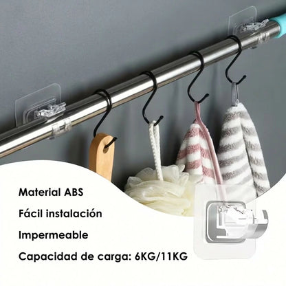 Pack x30 Gancho Adhesivo Pared Con Clip De Soporte Ajustable