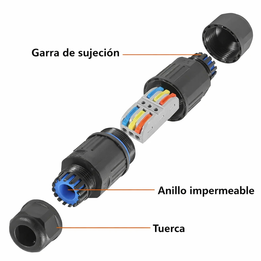 Conector Eléctrico Impermeable 3 Líneas para Exteriores x6