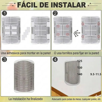 Pack 4 Cepillos Rascadores Esquineros de Automasaje Y Limpieza Para Gatos