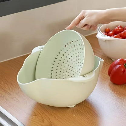 Pack X3 Escurridor 2 en 1 Giratorio De Cocina Para Frutas Y Verduras