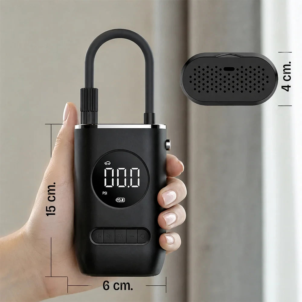 Mini Compresor De Aire Portátil Recargable Para Carro Pantalla LED y Linterna