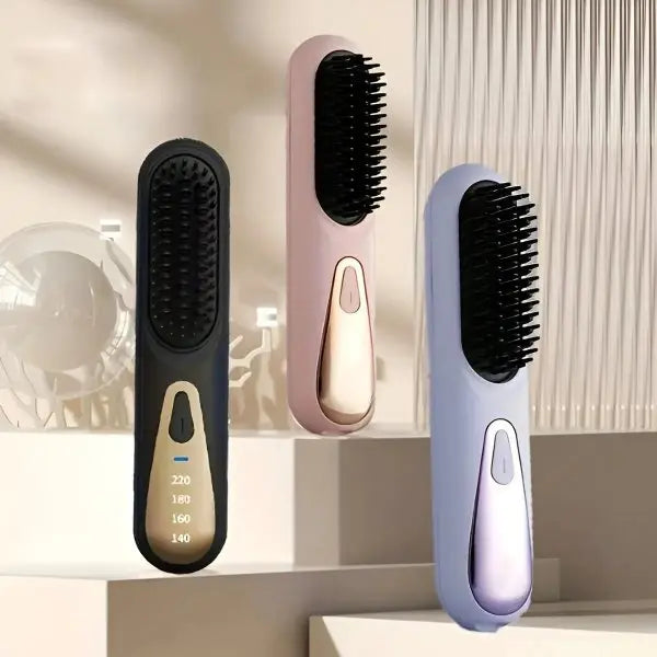 Cepillo Alisador Profesional De Cabello Recargable USB 4 Niveles De Calor