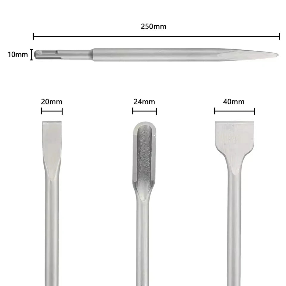 Set x4 Brocas Cinceles SDS Plus Martillo Eléctrico