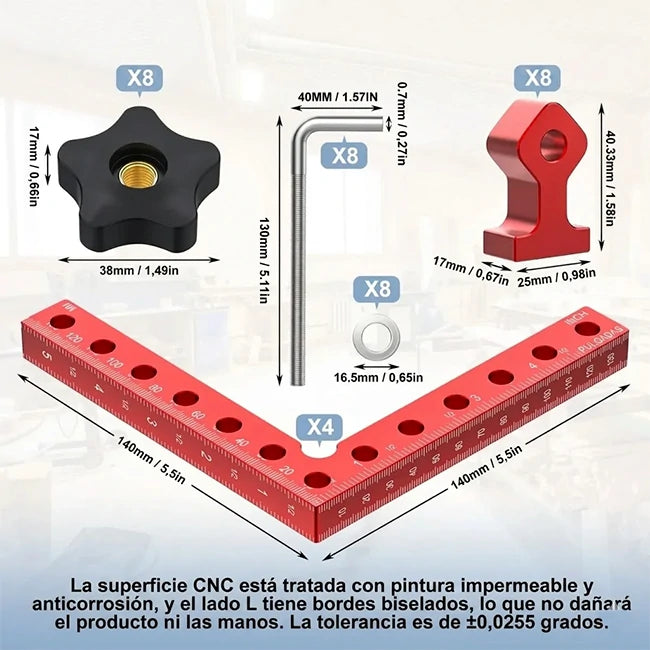 Kit Abrazadera De Sujeción A 90° Para Carpintería