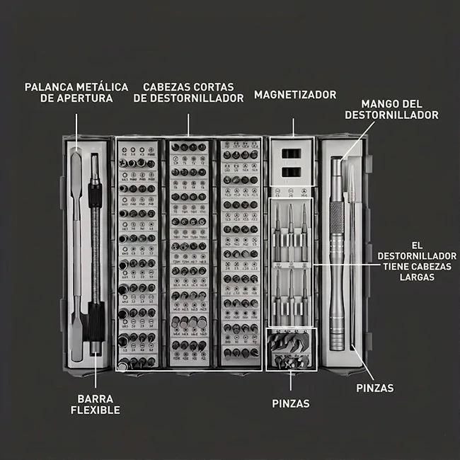 Kit 128 Piezas Destornilladores De Precisión Estuche Organizador