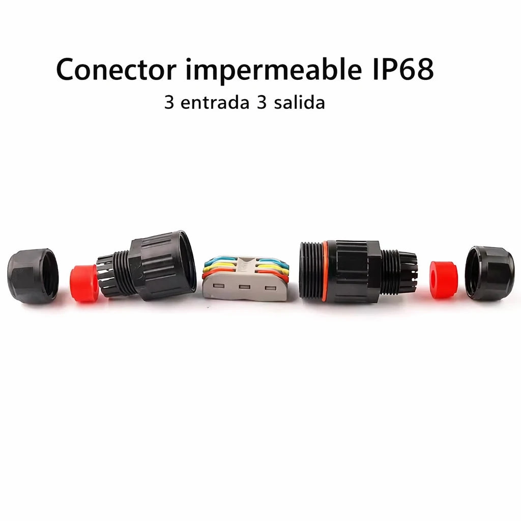 Conector Eléctrico Impermeable 3 Líneas para Exteriores x6
