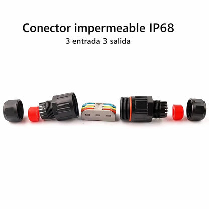 Conector Eléctrico Impermeable 3 Líneas para Exteriores x6