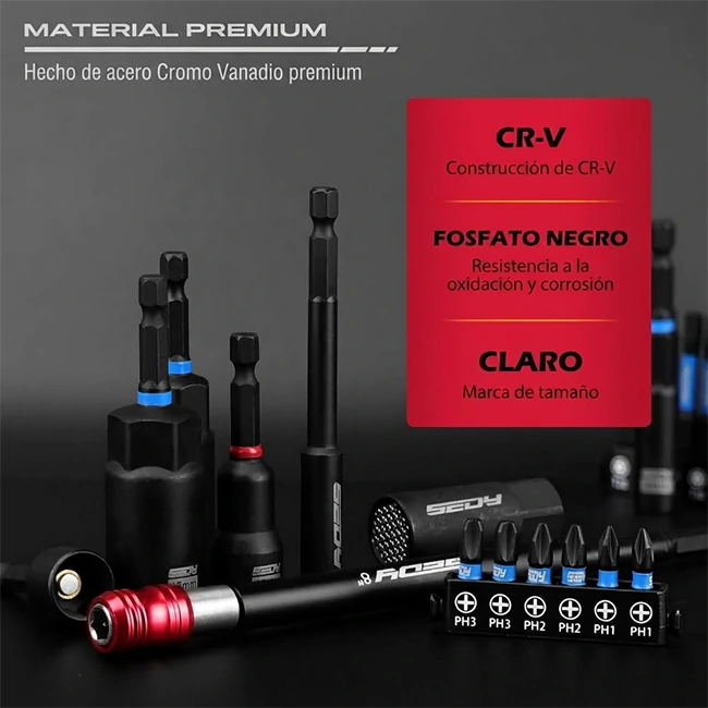 Set x80 Piezas Puntas De Impacto Magnéticas Destornilladoras