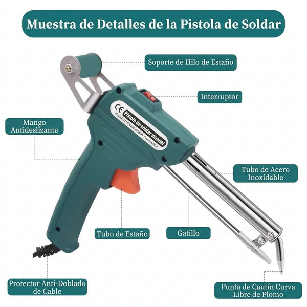 Kit Soldador Eléctrico 60W Con Calefacción Interna y Núcleo Reemplazable / Pistola de Estaño Set Completo