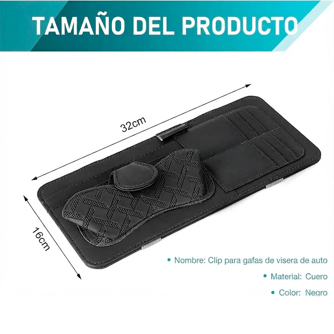 Organizador de Visera Carro Con Clip de Lentes y Bolsillos Para Documentos / Tarjetas