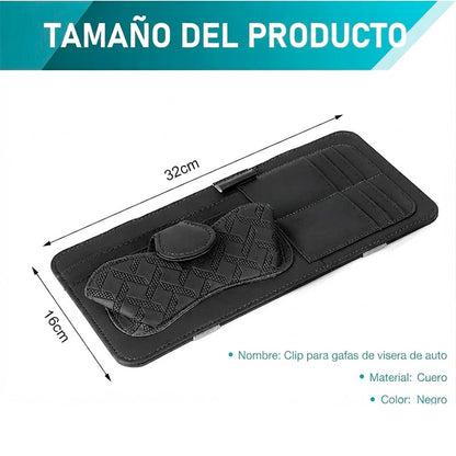 Organizador de Visera Carro Con Clip de Lentes y Bolsillos Para Documentos / Tarjetas