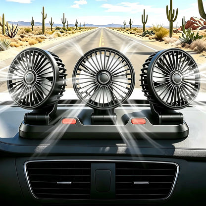Ventilador Para Carro 3 Cabezales Brazo Extensible 360° 2 Velocidades