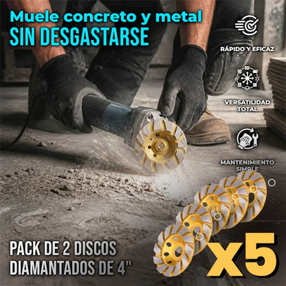 Pack x5 Disco Abrasivo 4” Diamante Para Concreto Piedra Metal