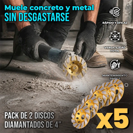 Pack x5 Disco Abrasivo 4” Diamante Para Concreto Piedra Metal