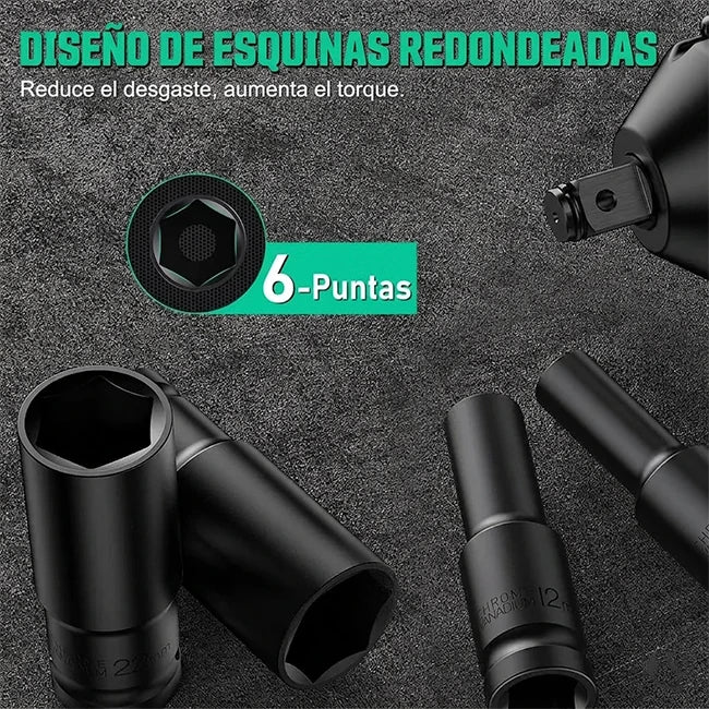 Set x20 Piezas Copas ½  De Impacto + Estuche
