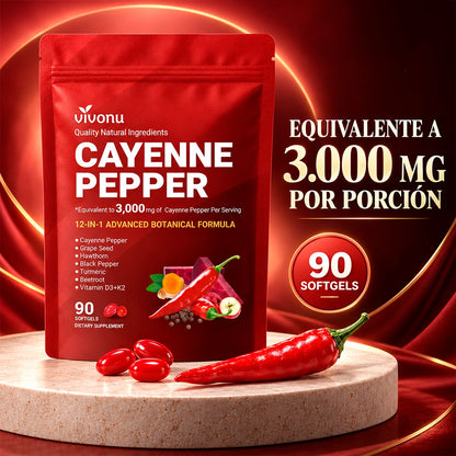 Suplemento Pimienta De Cayena 12 En 1 Cápsulas Blandas