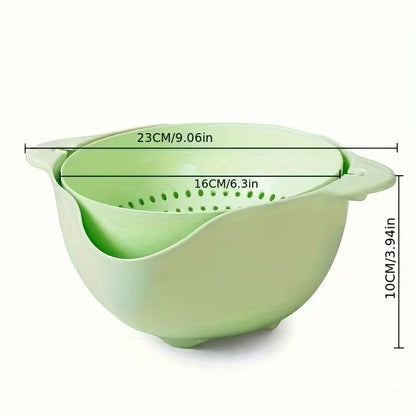 Pack X3 Escurridor 2 en 1 Giratorio De Cocina Para Frutas Y Verduras