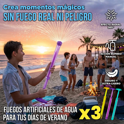 Kit x3 Pistola Rociadora De Agua Recreativa Fuegos Artificiales