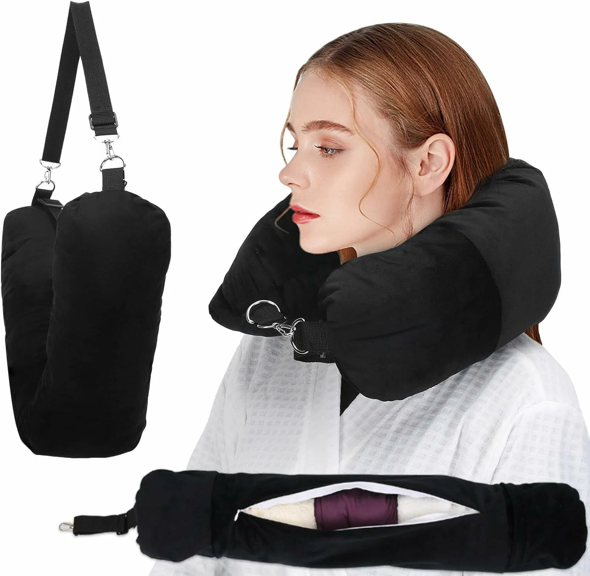 Almohada 2 En 1 De Viaje Rellenable Con Ropa Y Cojín Cervical