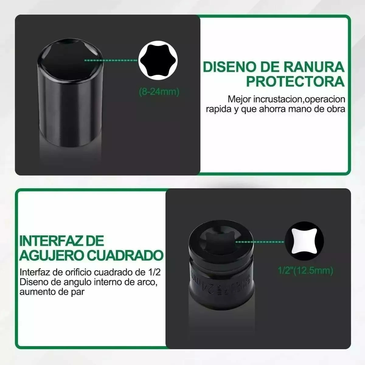 Set x20 Piezas Copas ½  De Impacto + Estuche