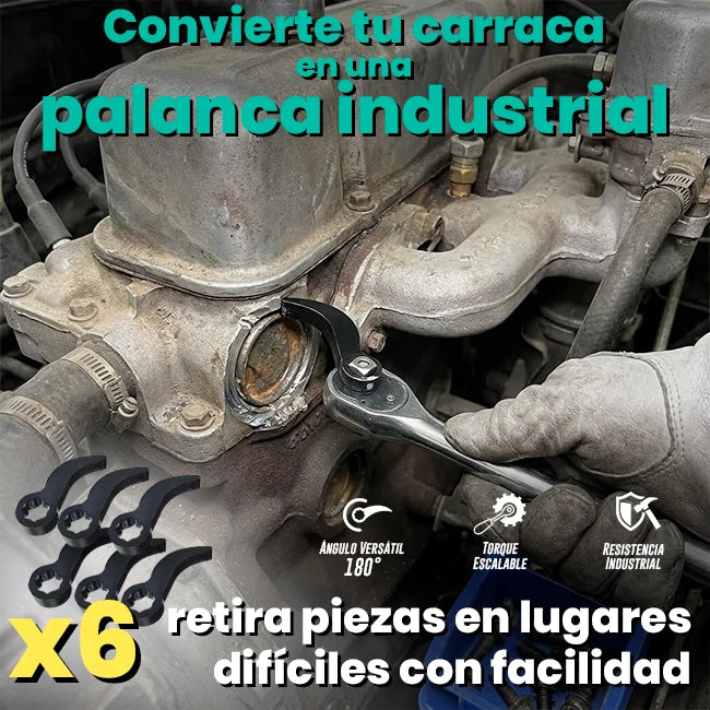 Kit x6 Cabezal Adaptador Palanca De Extracción Para Llave Ratchet ½
