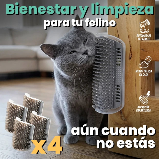 Pack 4 Cepillos Rascadores Esquineros de Automasaje Y Limpieza Para Gatos