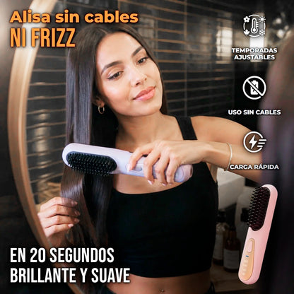 Cepillo Alisador Profesional De Cabello Recargable USB 4 Niveles De Calor